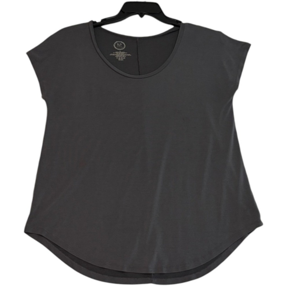 Maurices 24/7 Scoop Neck Tee Dark Gray Modal Blend Cap Sleeve Top Large